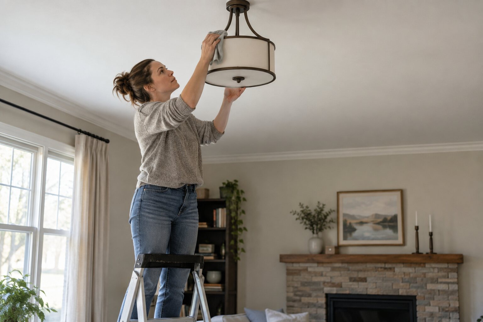 How to Clean a Ceiling Light Fixture Safely