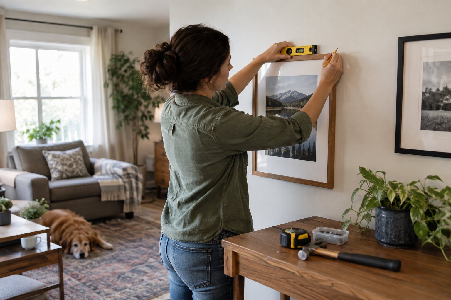 How to Level a Picture Frame Before You Drill the Wall