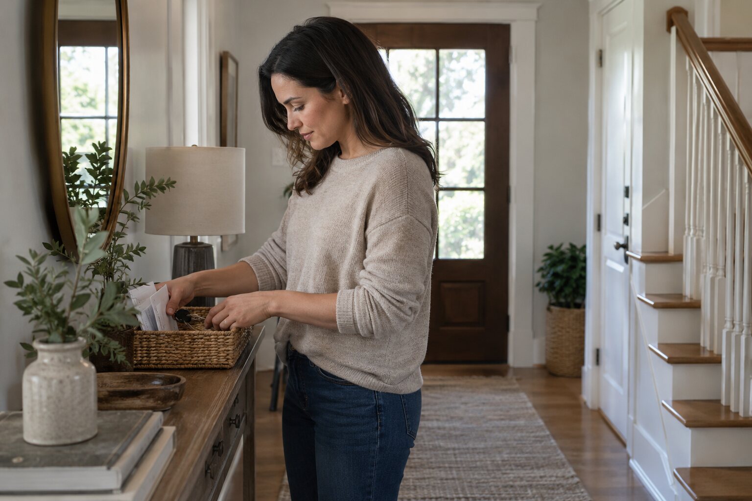 How to Organize an Entryway Basket for Keys and Mail