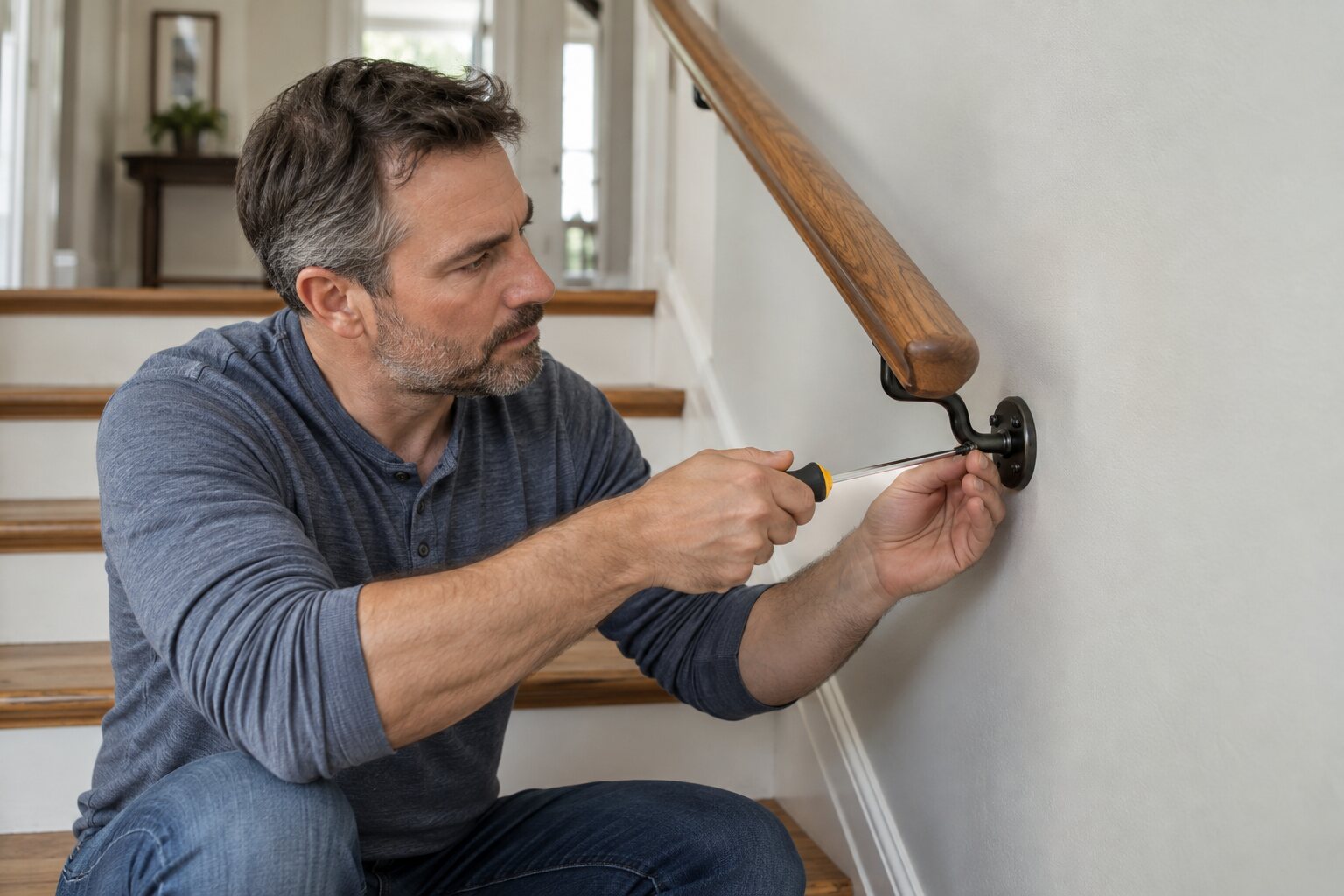 How to Tighten a Loose Stair Handrail Bracket