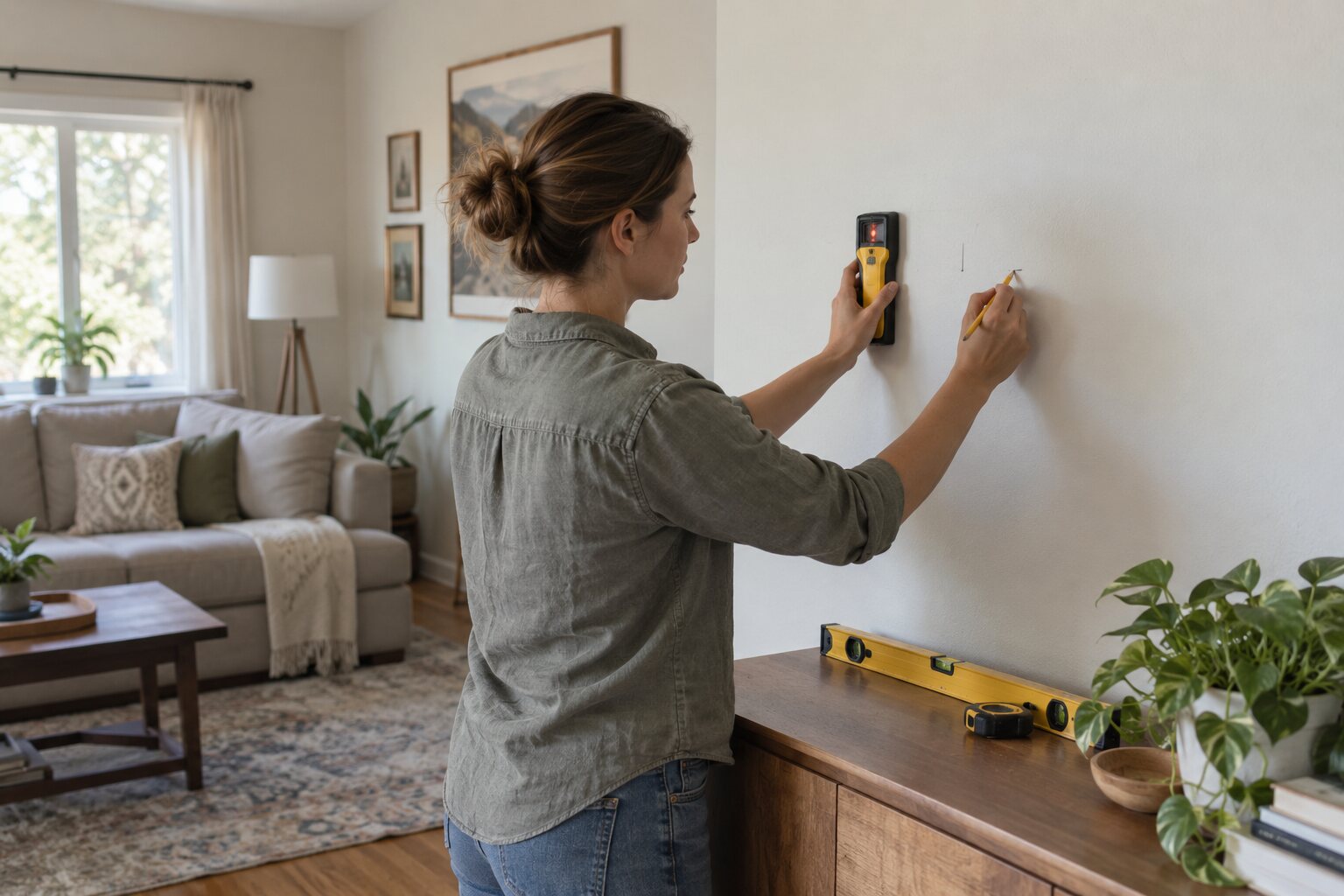 How to Use a Stud Finder Before Mounting a Wall Shelf
