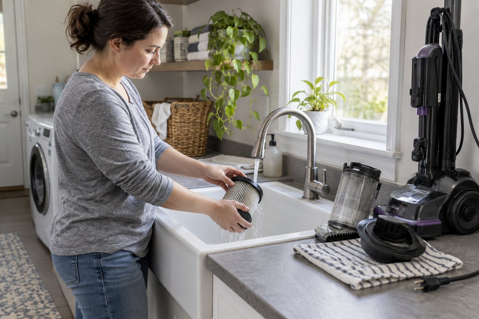 How to Wash a Reusable Vacuum Filter Correctly